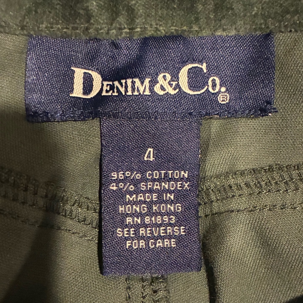 Denim & Co Dark Green Velvet Straight Leg Pants Jewel Tone Soft Size 4 - Picture 4 of 5